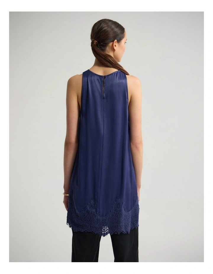 Amber Satin And Lace Dress in Navy image 2