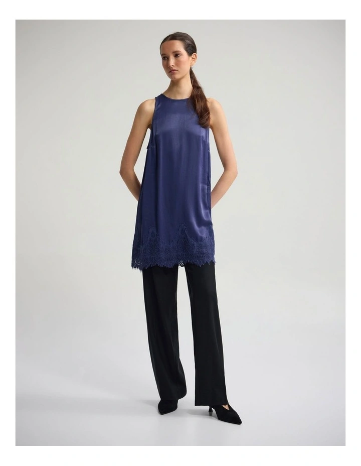 Amber Satin And Lace Dress in Navy image 4