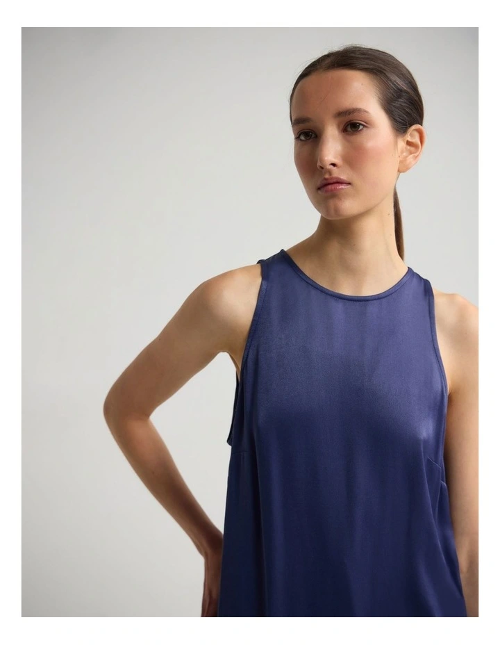 Amber Satin And Lace Dress in Navy image 5