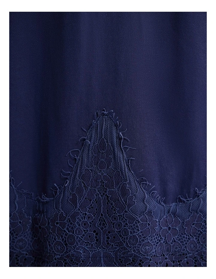 Amber Satin And Lace Dress in Navy image 6