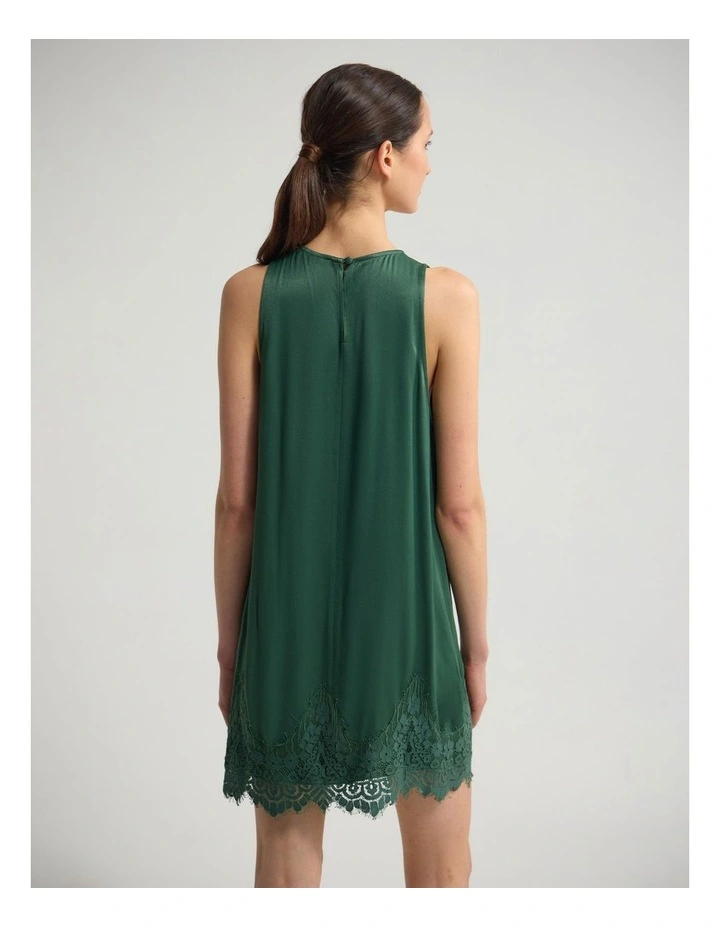 Amber Satin And Lace Dress in Olive image 2