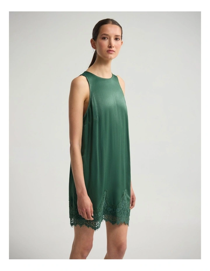 Amber Satin And Lace Dress in Olive image 3