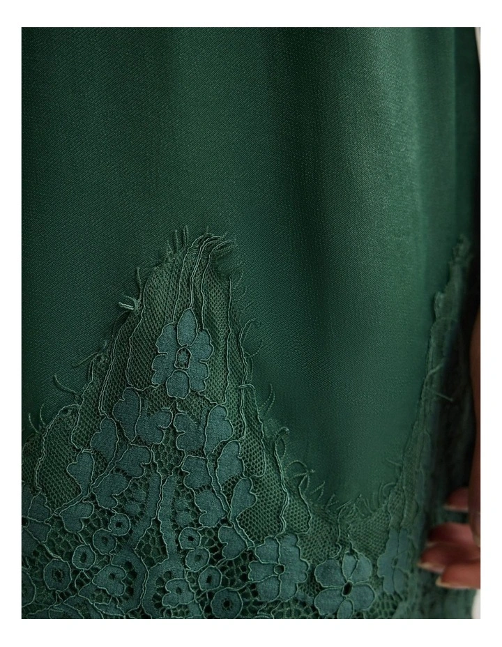 Amber Satin And Lace Dress in Olive image 6