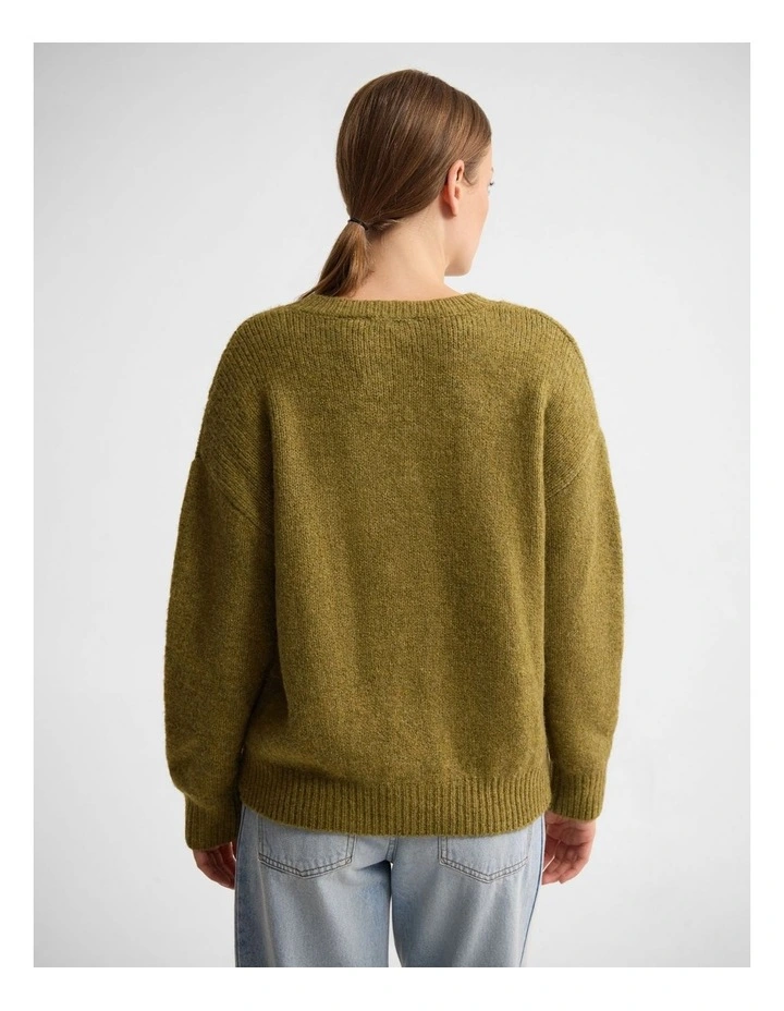 Bridgette Alpaca Blend V-Neck in Olive image 2