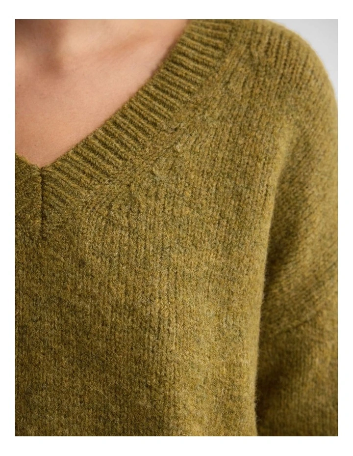 Bridgette Alpaca Blend V-Neck in Olive image 6