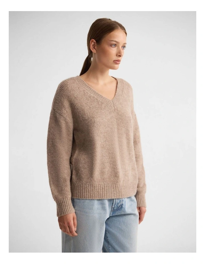 Bridgette Alpaca Blend V-Neck in Sand image 3