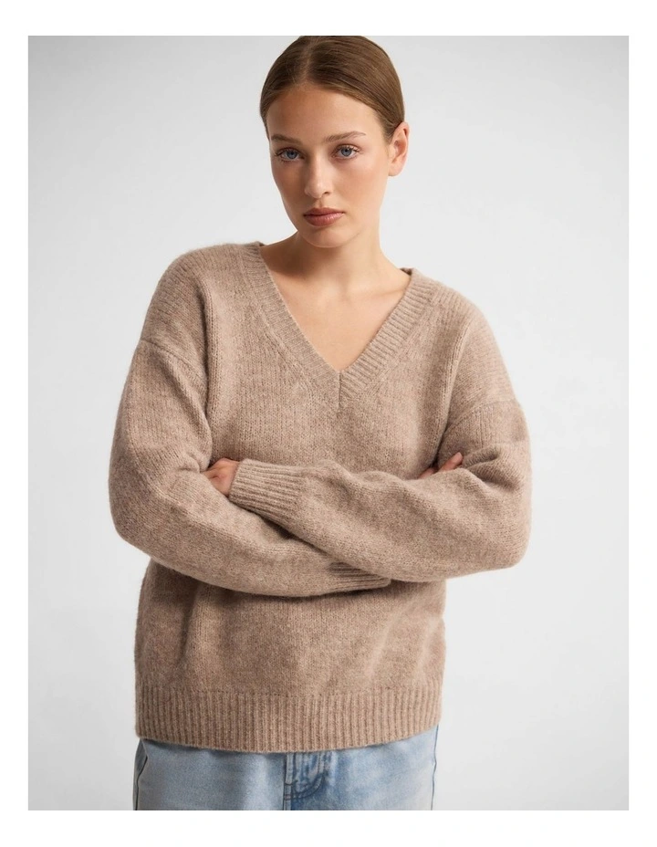 Bridgette Alpaca Blend V-Neck in Sand image 4