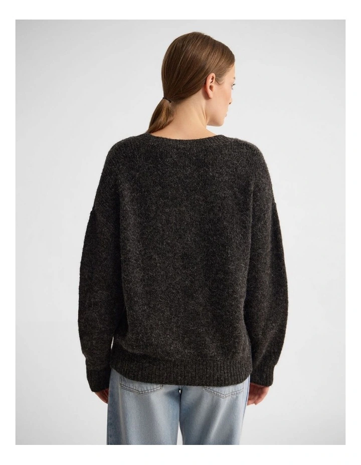 Bridgette Alpaca Blend V-Neck in Charcoal image 2