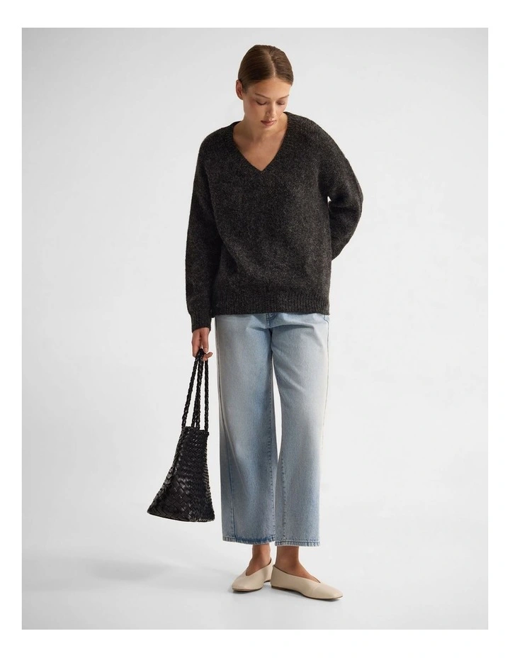 Bridgette Alpaca Blend V-Neck in Charcoal image 5