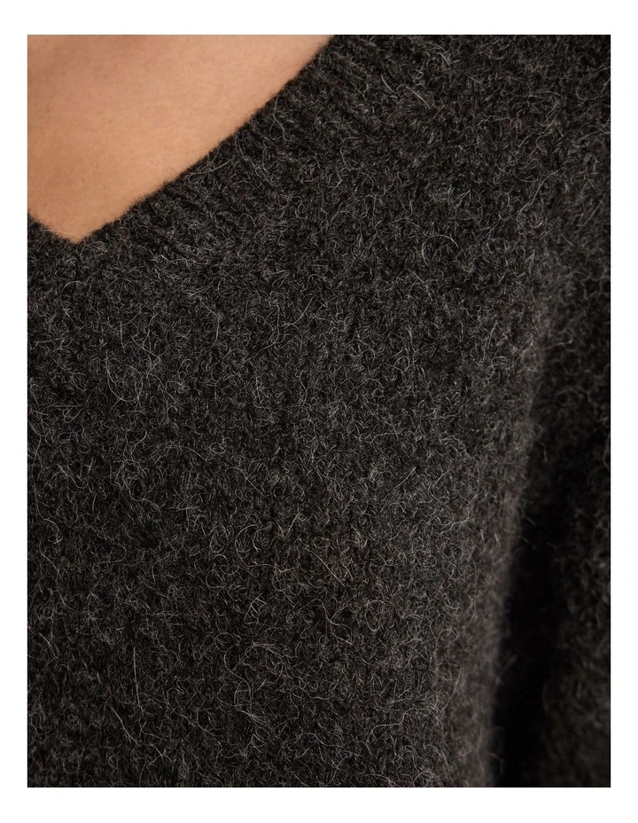Bridgette Alpaca Blend V-Neck in Charcoal image 6
