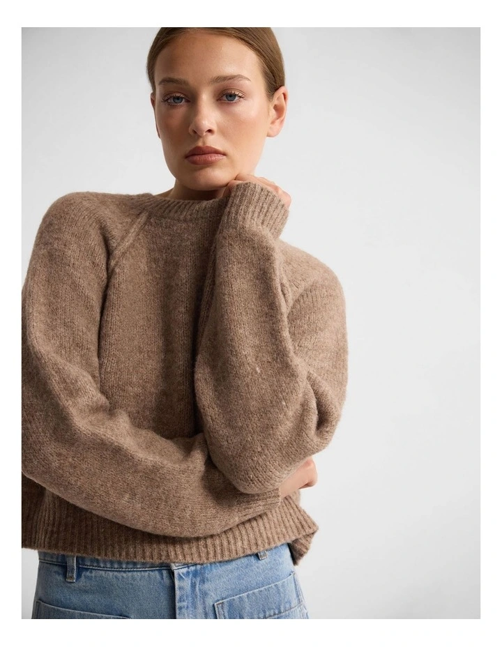 Mei Alpaca Blend Crew Neck in Brown image 4