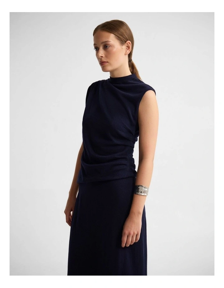Adriana Cashmere Blend Top in Navy image 3