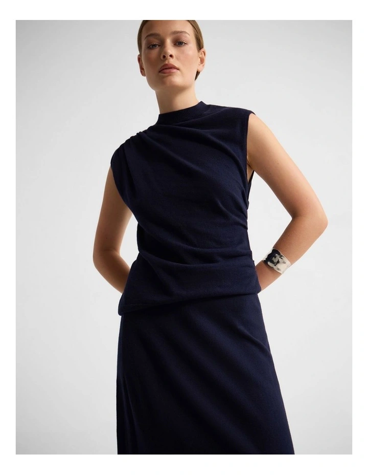 Adriana Cashmere Blend Top in Navy image 4