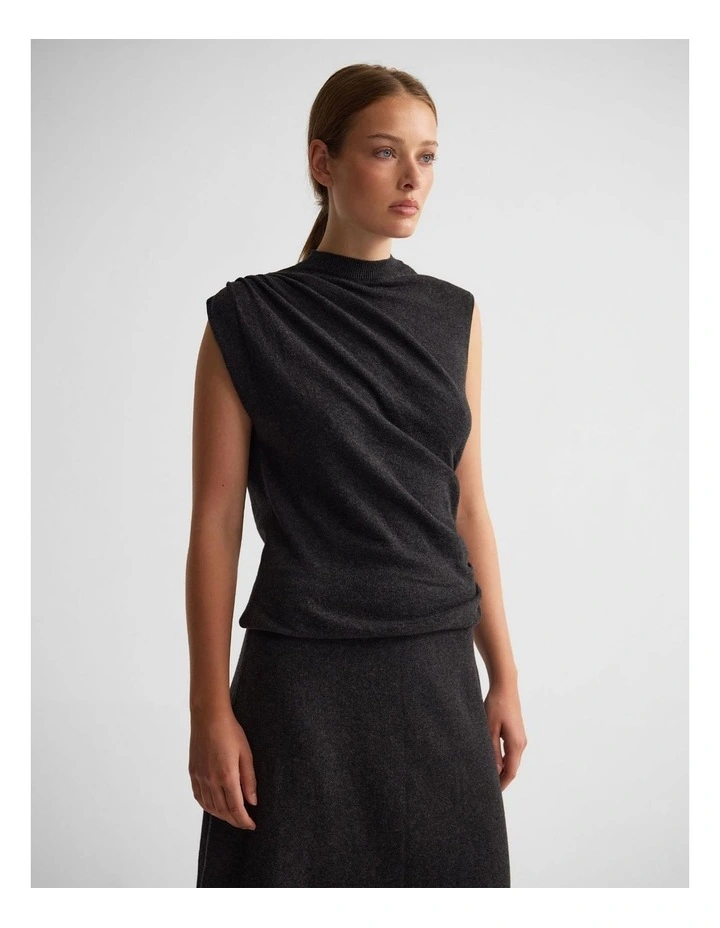 Adriana Cashmere Blend Top in Charcoal image 3