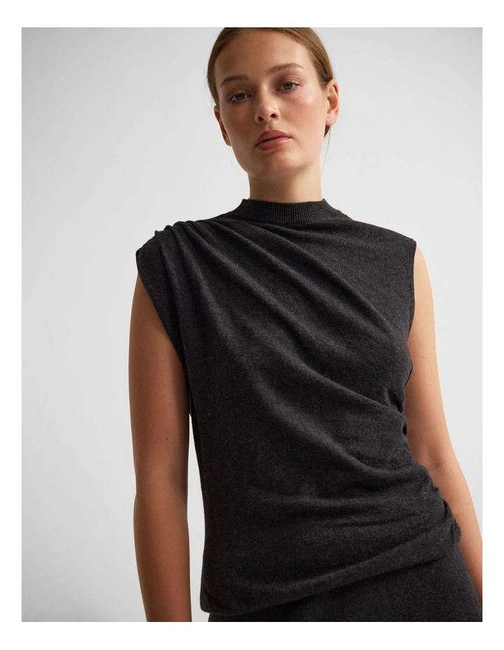 Adriana Cashmere Blend Top in Charcoal image 4
