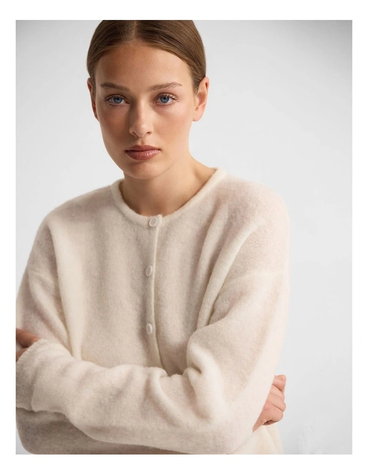 Jessie Wool Cardigan in Ivory image 4