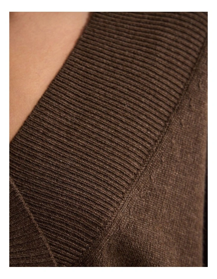 Camille V-Neck Wool Blend Knit in Chocolate image 6