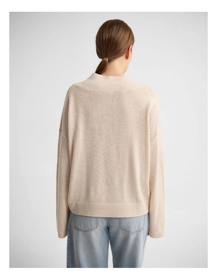 Camille V-Neck Wool Blend Knit in Ivory image 2