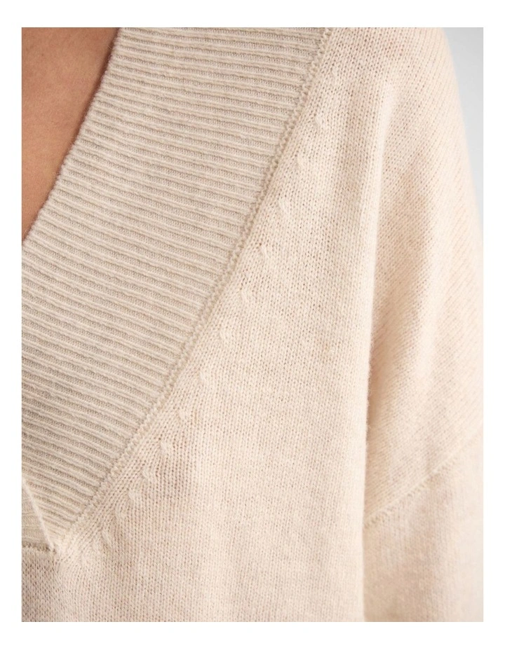 Camille V-Neck Wool Blend Knit in Ivory image 6