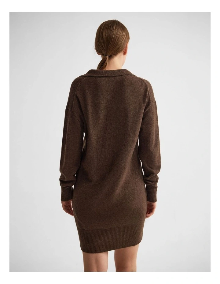Kennedy Wool Blend Polo Dress in Chocolate image 2