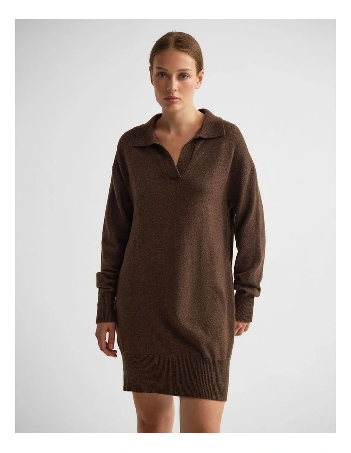 Kennedy Wool Blend Polo Dress in Chocolate image 5