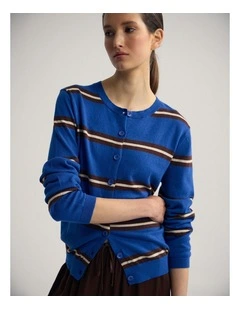 Margurite Striped Cardigan in Blue