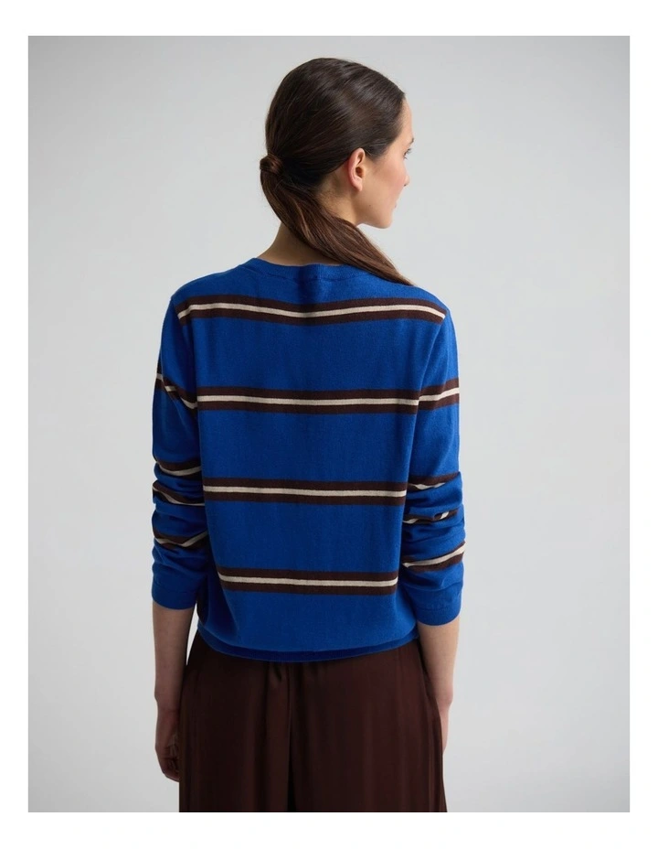 Margurite Striped Cardigan in Blue image 2
