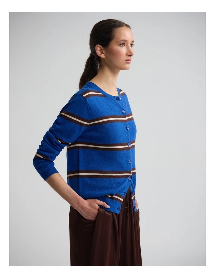 Margurite Striped Cardigan in Blue image 3