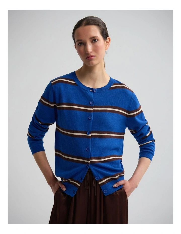 Margurite Striped Cardigan in Blue image 4
