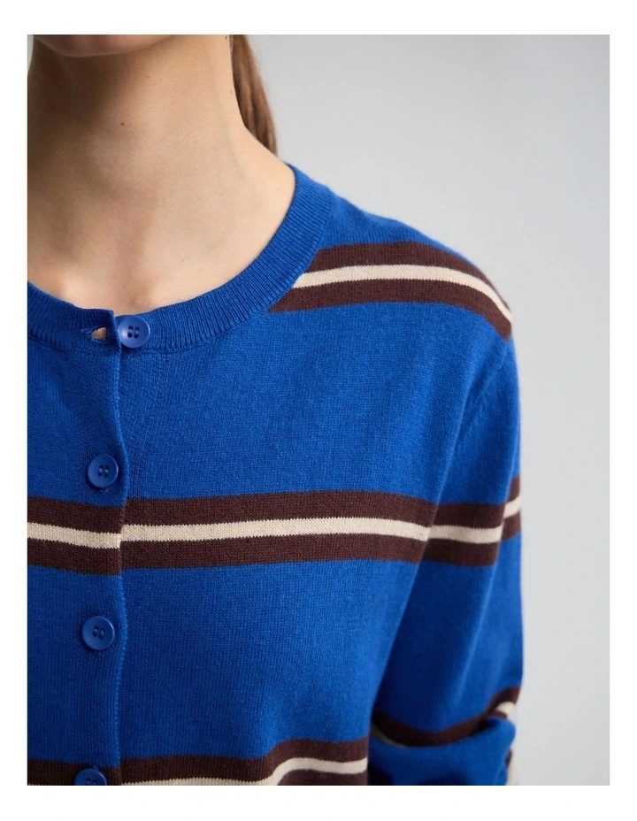 Margurite Striped Cardigan in Blue image 6
