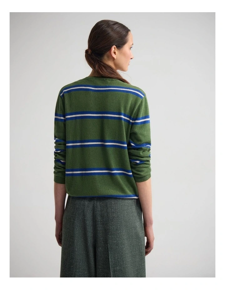 Margurite Striped Cardigan in Green image 2