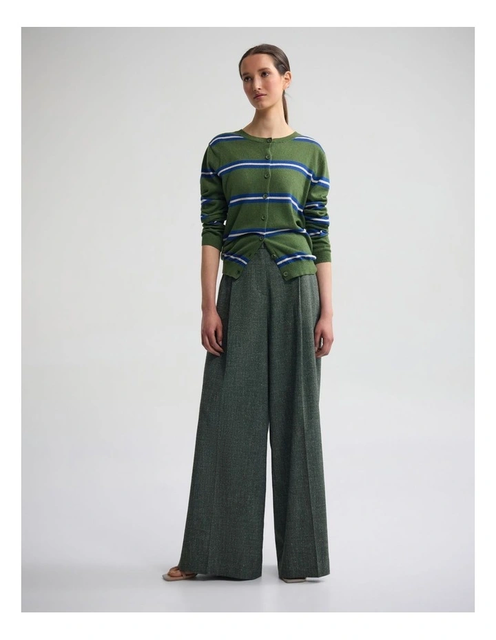 Margurite Striped Cardigan in Green image 4