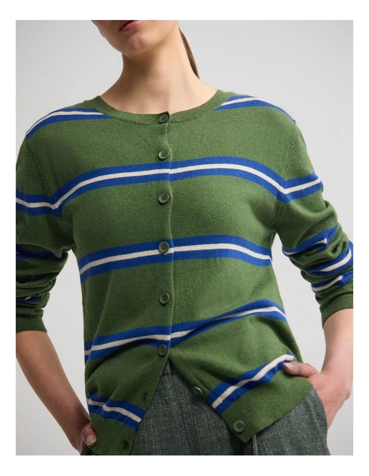 Margurite Striped Cardigan in Green image 5