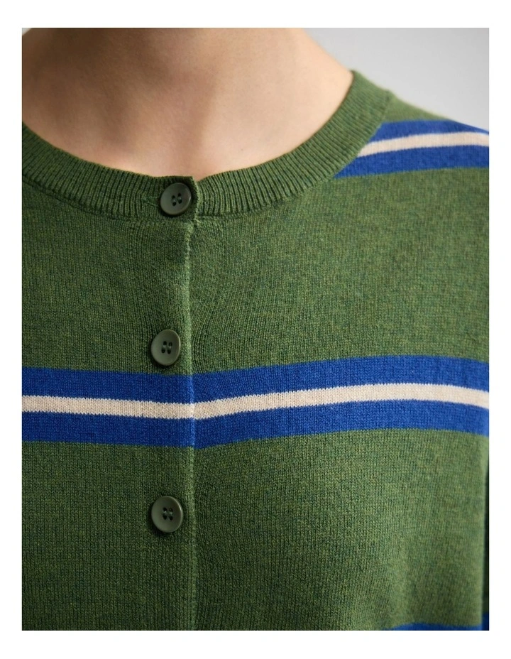 Margurite Striped Cardigan in Green image 6