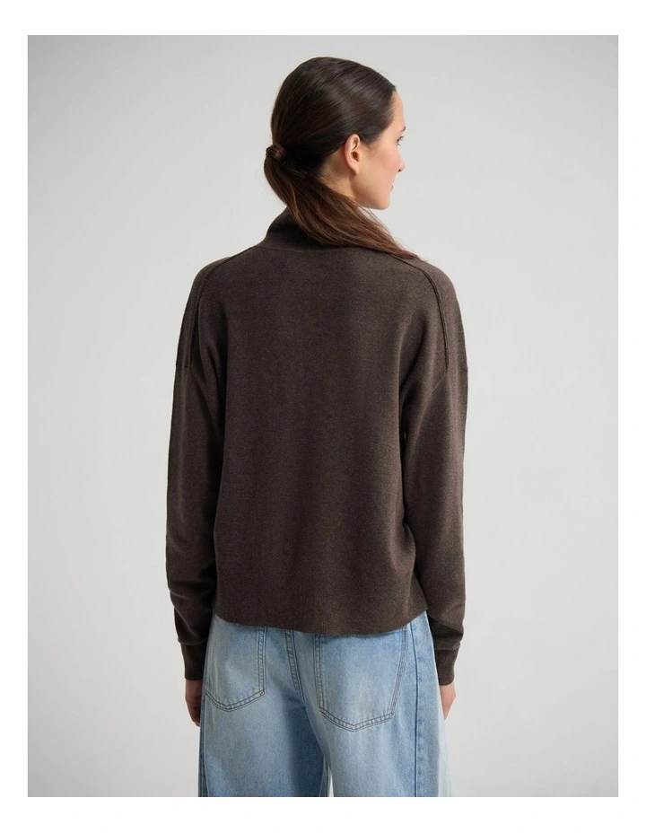 Maddison Funnel Collar Cardigan in Chocolate image 2