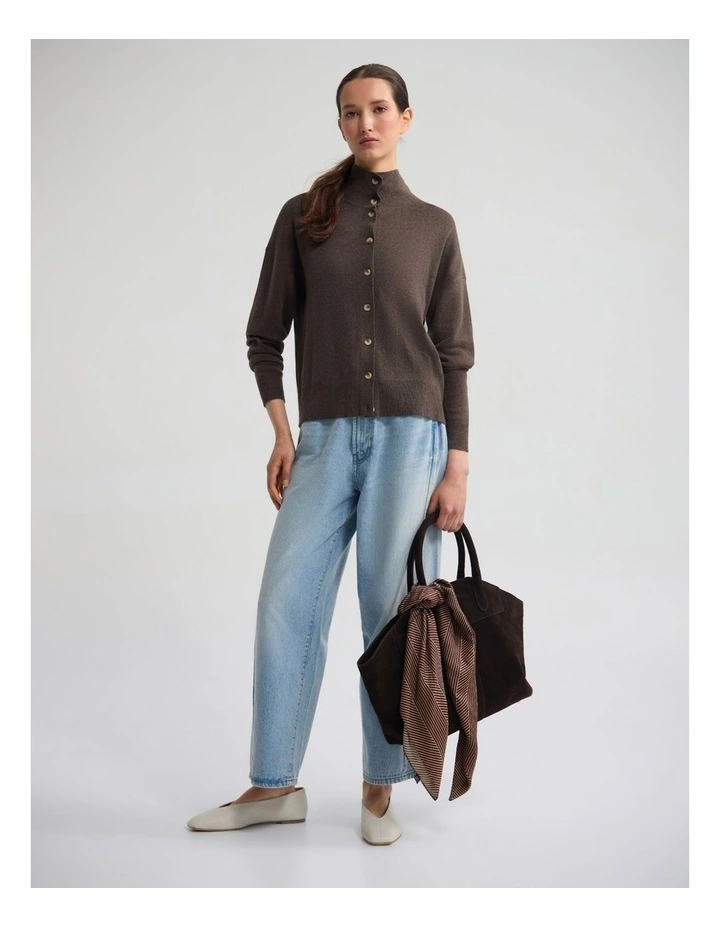 Maddison Funnel Collar Cardigan in Chocolate image 4