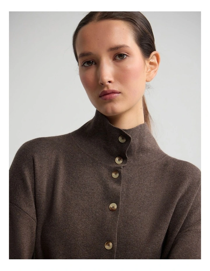 Maddison Funnel Collar Cardigan in Chocolate image 5