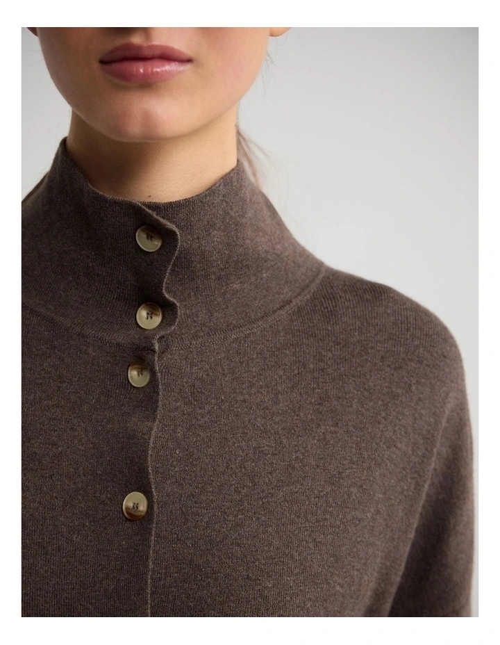 Maddison Funnel Collar Cardigan in Chocolate image 6