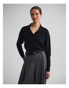 Maddison Funnel Collar Cardigan in Black