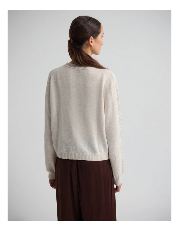 Amelia Cable Knit Cardigan in Ivory image 2