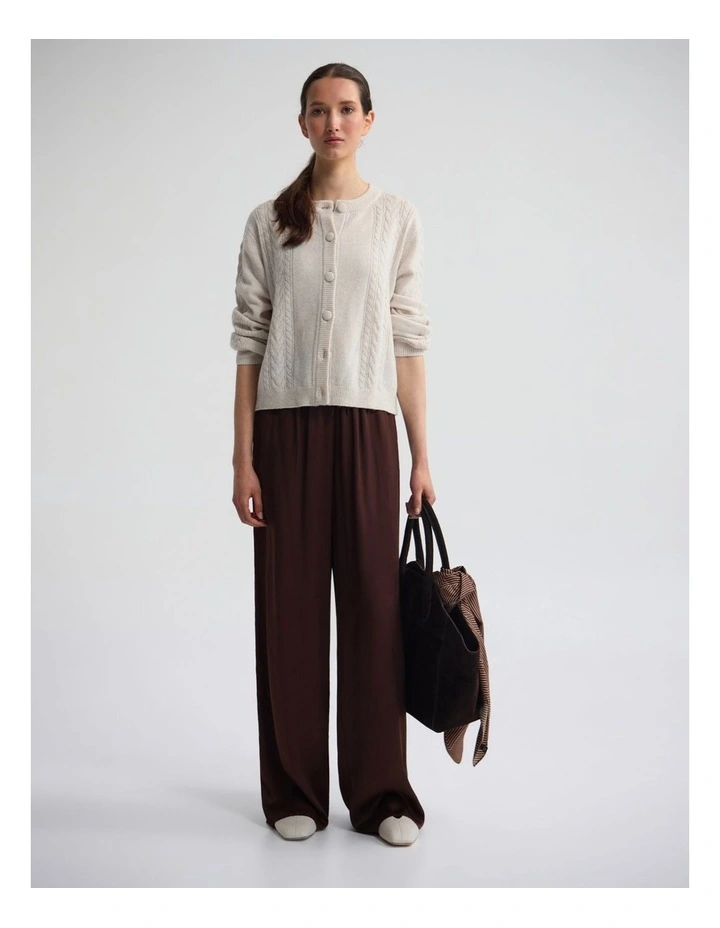 Amelia Cable Knit Cardigan in Ivory image 4