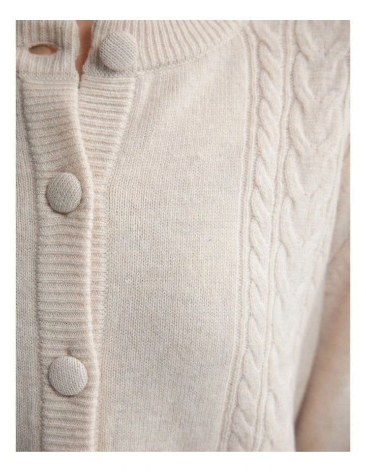 Amelia Cable Knit Cardigan in Ivory image 6