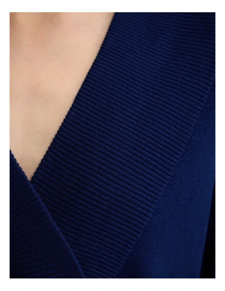 Pia Cotton V-Neck Knit in Navy image 6