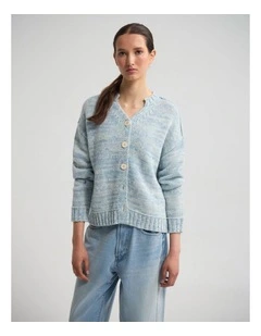 Dasha 2 Colour Cardigan in Blue/Ivory