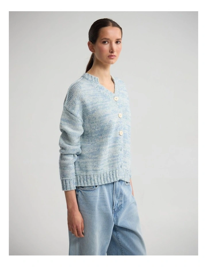 Dasha 2 Colour Cardigan in Blue/Ivory image 3