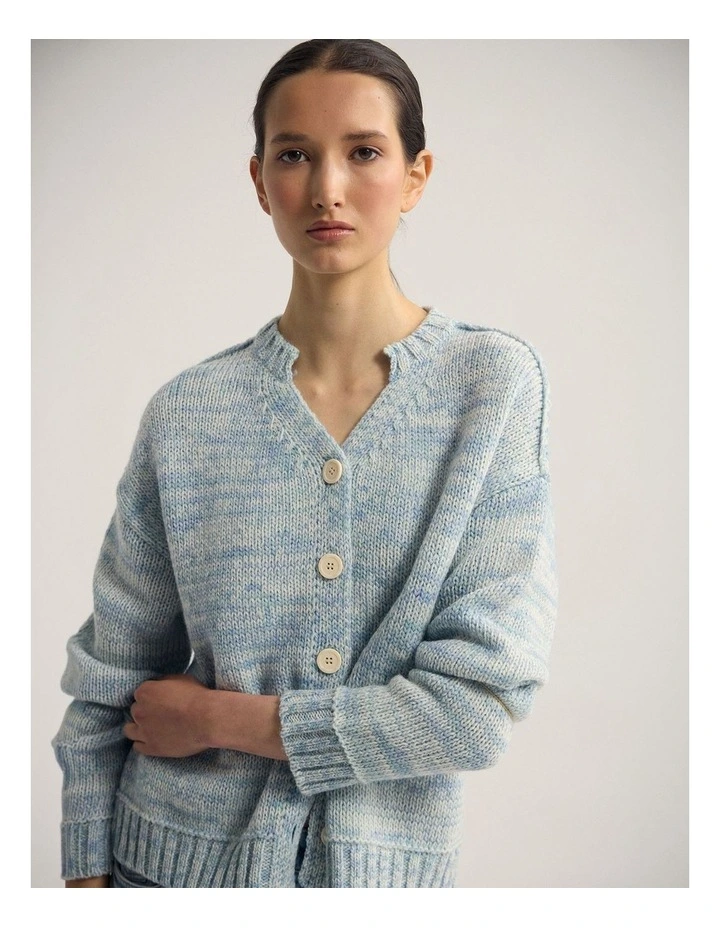 Dasha 2 Colour Cardigan in Blue/Ivory image 4