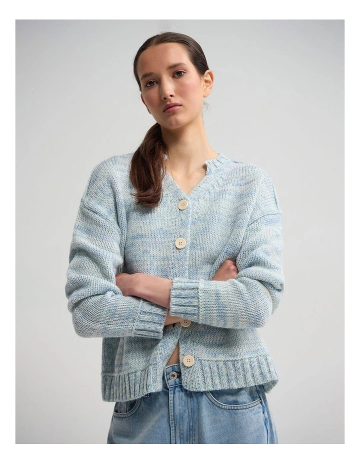 Dasha 2 Colour Cardigan in Blue/Ivory image 5