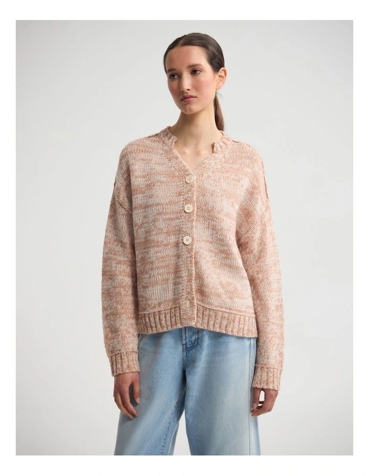 Dasha 2 Colour Cardigan in Clay/Ivory image 1