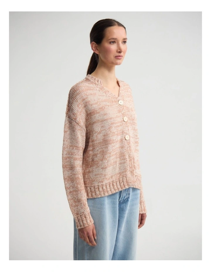 Dasha 2 Colour Cardigan in Clay/Ivory image 3