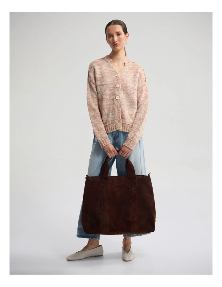 Dasha 2 Colour Cardigan in Clay/Ivory image 4